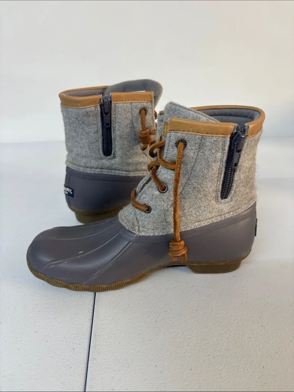 Sperry Kids Gray and Tan Waterproof Duck Boots